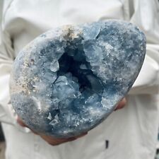 5.1LB Natural Blue Celestite Crystal Geode Cave Mineral Specimen Healing picture