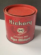 Vintage 1950s 60s Hickory Pipe Smoke Tin Container Mid-Century Red 5” Super Cool picture