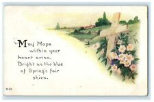 1924 Greetings Easter Holy Cross And Flowers Posted Vintage Postcard picture