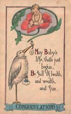 Vintage Postcard Congratulations For The New Baby Greetings & Wishes For Newborn picture