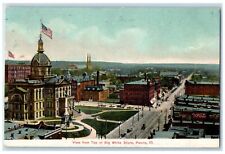 1908 View Top Big White Store Exterior Building Peoria Illinois Vintage Postcard picture