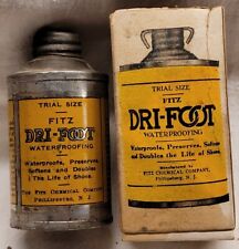 OLD FITZ DRI-FOOT SHOE WATERPROOFING TRIAL TIN w ORIGINAL BOX GREAT GRAPHICS  picture