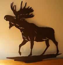 BROWN MOOSE METAL SCULPTURE SIGN Rustic Mountain Lodge Log Cabin Home Decor NEW picture