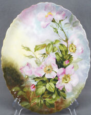 Pouyat Limoges Hand Painted Signed JP Wernig Baltimore Pink Wild Rose Tray C1903 picture