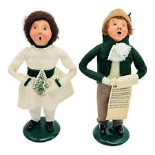 Byers Choice Christmas Caroler Girl With Tree & Boy W/ Music Sheet Set 1988 VTG picture