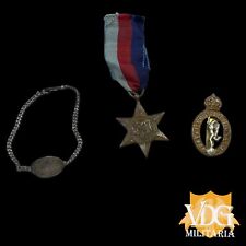 WW2 British Army Signal Corps Grouping-Named ID Bracelet, Badge & Medal #L297 picture