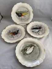  4 Antique Signed Hand Painted Limoges Game Bird Plates W/ Gold Edging * (C4) picture