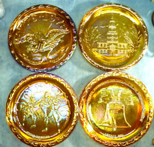 Lot of 4 Bicentennial Commemorative Plates Carnival Glass Marigold picture