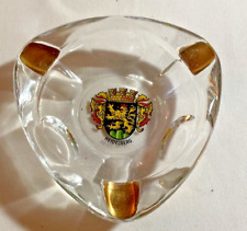 Vintage Heidelberg Germany Triangular Crystal Ashtray with 3 gold slots picture