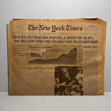 Vintage The New York Times Newspaper 1987 October  20 Stock Market Crash picture