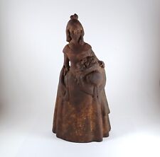 Antique Tall Cast Iron Victorian Woman Lady With Hat Doorstop, Door Stop picture