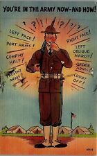 1930s WWII U.S. SOLDIER DOUGHBOY COMICAL LINEN POSTCARD 29-178 picture
