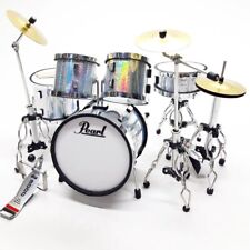 Miniature Drum Set Mini Silver Instrument Musical Display Gift Scale 1/12 picture