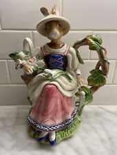 Fitz & Floyd Classics Teapot Old World Lady Rabbit Teapot W/ Box Displayed Only picture