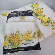 Lot VTG Montgomery Ward Yellow Roses Twin Full NWOT Flat Sheet 2 NIP Pillowcases picture