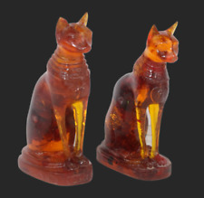 2 RARE ANCIENT EGYPTIAN ANTIQUE Bastet Cat Bast Statue Amber Stone Egypt History picture