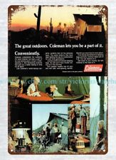 1972 Coleman camp equipment Camping Desert kids metal tin sign garage signs picture