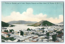 c1910 Portion of Western Part of Town Gregory Channel St. Thomas D.W.I. Postcard picture