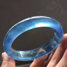 63mm Natural Blue Aquamarine Crystal Gemstone Bangle Bracelet Handmade picture