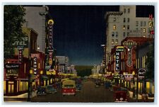c1940 Central Ave. Looking West Night Albuquerque New Mexico NM Vintage Postcard picture