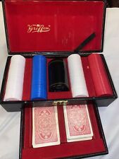 Vintage Griffon Poker Set Black Faux Leather Case No Dice picture
