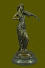 Bronze Sculpture Female Classic Violin Player Musician Music Lost Wax Statue ART picture