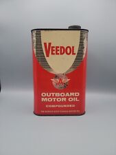 Vtg 1950s 60s Veedol Outboard Motor Oil 1 Quart Oil Can Tin Tidewater Oil Co picture
