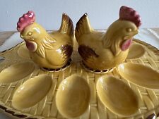 Vintage Lego Japan Deviled Egg Plate With Chicken Salt And Pepper Shakers picture