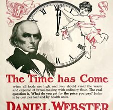 1916 Daniel Webster Flour Cherub Clock Advertisement Baking Ephemera 16 x 11