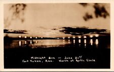 Vtg 1930s RPPC Postcard Midnight Sun on Lake Yukon Fort Yukon Alaska AK Unposted picture