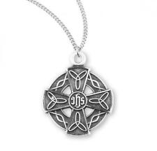 Beautiful Sterling Silver Irish Celtic cross Pendant Size 0.7in x 0.6in picture