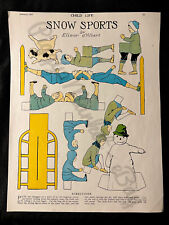 1925 Elinor d’Albert SNOW SPORTS Prints Standup Snowman Ski TOYS BROWNIES AD  picture