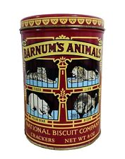 Vintage Barnum's Animals National Biscuit Company Red Tin Can & Lid Animals 1979 picture