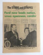 1974 STARS & STRIPES ARMED FORCES NEWSPAPER RICHARD NIXON RESIGNS FORD PRESIDENT picture