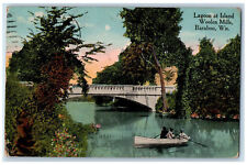 1918 Boat Rowing at Lagoon at Island Woolen Mills Baraboo Wisconsin WI Postcard picture