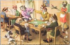 Artist-Signed ALFRED MAINZER Cat Postcard Poker / Card Game BELGIUM 4983 /Unused picture