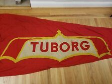 Vintage Tuborg Beer Cloth Red White Gold Flag Pennant 11.5' feet by 3.5' 1969 picture