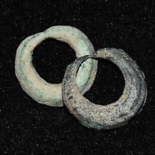 Pair of Large Ancient Roman Bronze Earrings Circa 1st - 3rd Century AD picture