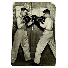 Vtg 1940's Photo Handsome Young Men Boxing Military Gay Interest Everlast Gloves picture