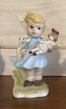 Vintage Ceramic Girl with Doll and Polka Dot Scarf picture