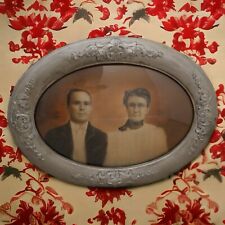 19th Century American Victorian Couple Photograph in Convex Glass Gesso Frame picture