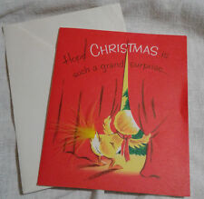 Bird Feather Hope Christmas is Such a Grand Unused Greeting Card Mid Century VTG picture