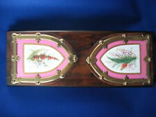 STUNNING ANTIQUE MINTON PORCELAIN (?) AND MAHOGANY FOLDING  BOOK SLIDE picture