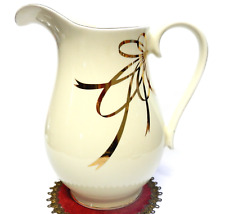 Vintage Teleflora Gift Pitcher Porcelain Ceramic with Gold Accents Quart 8