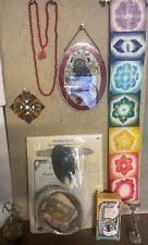 HUGE 8 PIECE LOT=SMUDGE KIT–TAROT DECK-CHAKRA BANNER-PRAYER BEADS-INDIAN STATUES picture