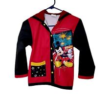 Disney Mickey Mouse Kids Small Red Black Videogame Lined Hoodie Raincoat READ picture