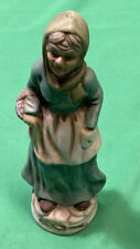VTG Ceramic Old Woman With Basket Figurine 6.75