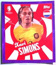 042  TOPPS-EURO 2024 +  PARALLEL STICKER PURPLE + PTW NED + XAVI SIMONS picture