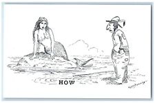 WM Standing Signed Postcard Mermaid From An Original Etching Unposted Vintage picture
