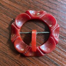 Deeply Carved Red Bakelite Buckle Stunning  EUC 2.5” picture